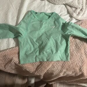 Green Long Sleeve Gymshark Crop Top